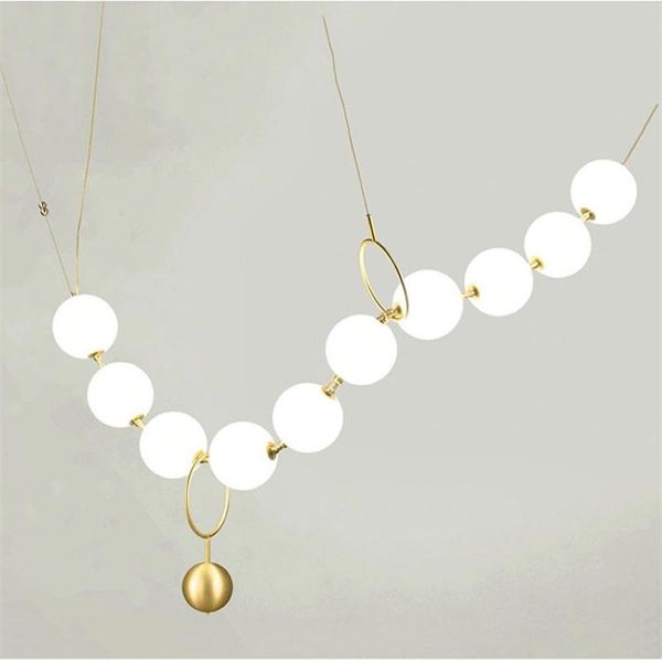 

pendant lamps modern chandelier postmodern white glass ball lamp creative necklace design restaurant hall lights suspension fixtures