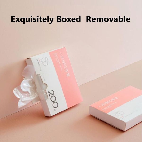 

disposable gloves 200pcs pe plastic film transparent thickened catering boxed removable food prep safe