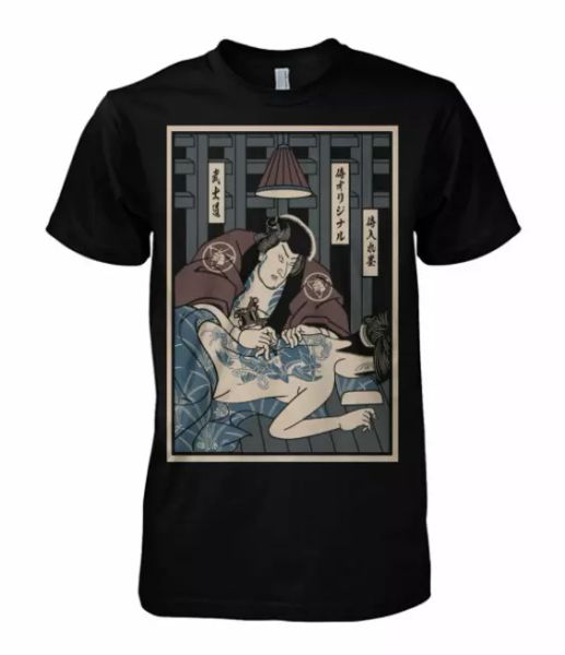 

samurai tattoo funny black t-shirt s-6xl, White;black