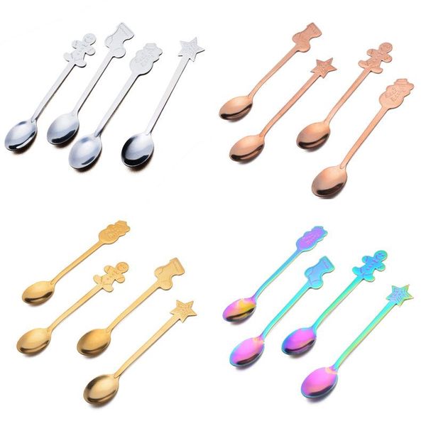 

spoons light luxury stainless steel coffee spoon gold plateing christmas decor dessert stir tableware dinnerware sell