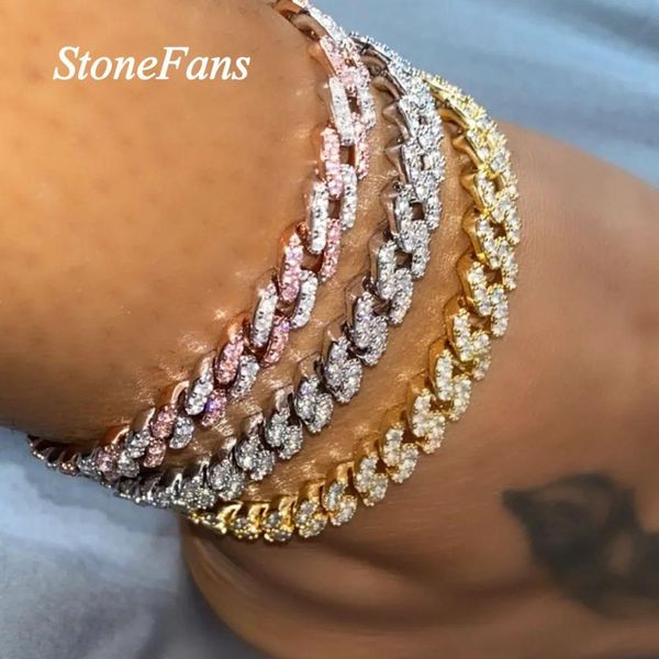 

stonefans hip hop jewlery iced out cuban rhinestone for women bling cubic zirconia anklet foot jewelry barefoot sandal, Red;blue