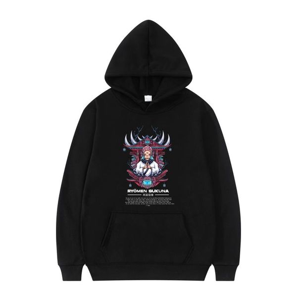 

men's hoodies & sweatshirts 2021 style jujutsu kaisen anime ryomen sukuna print oversized fashion couple clothes hip -hop street, Black