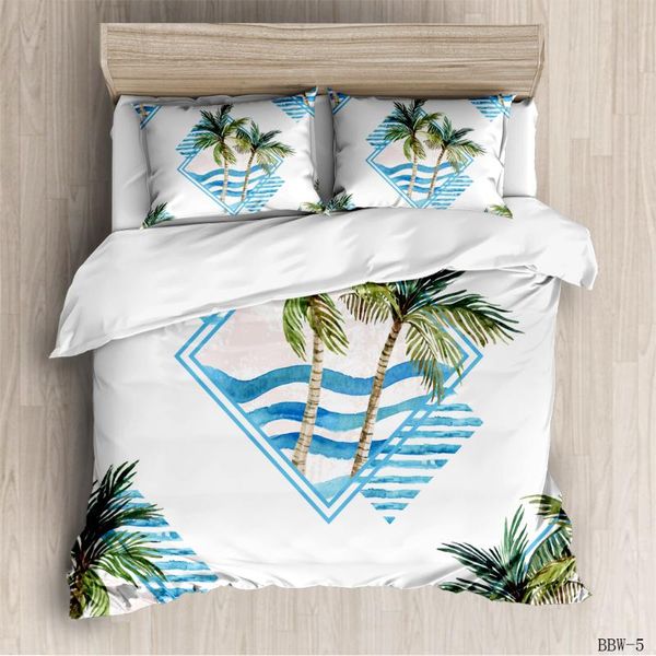 

simple coconut tree bed sets luxury flowers leaves bedding set plant duvet cover colorful quilt covers pillowcase home textiles