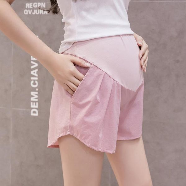 

maternity bottoms 862# leisure pants summer cotton and linen shorts support abdomen elastic for pregnant women trousers, White