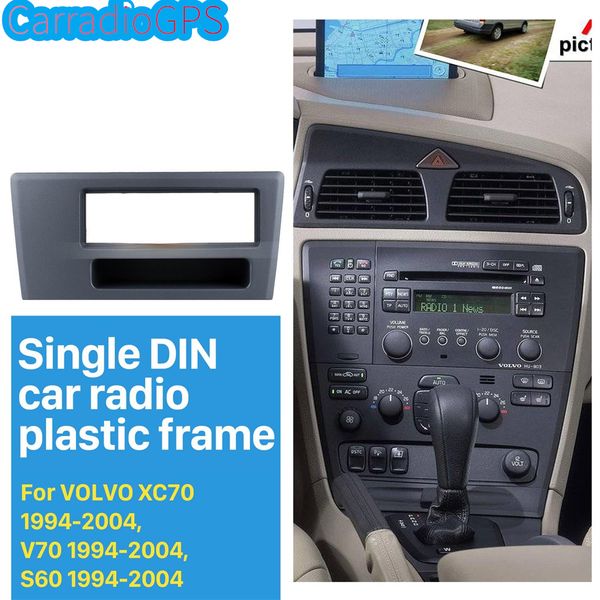 

1din car radio fascia for 1994-2000 2002 2003 2004 volvo xc70 v70 s60 dvd gps decorative frame trim kit adaptor quality