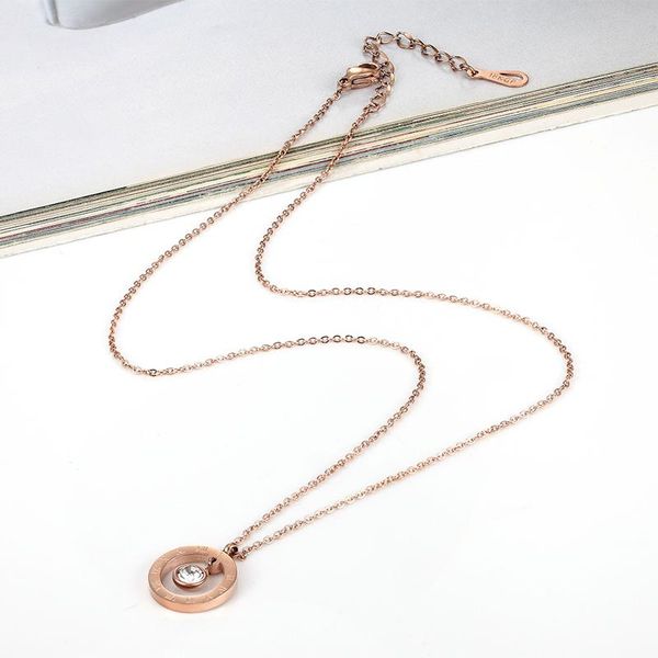 

pendant necklaces arrival circle roman numerals inside hanging crystal necklace for woman titanium steel jewelry gold colour, Silver