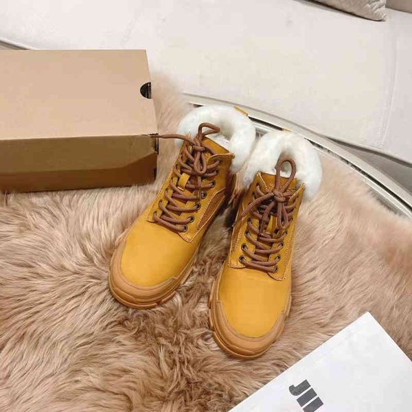 

boots 2022 women's ankle designer luxury fur snow black yellow and beige lace-up winter shoes rubber sole n4vy