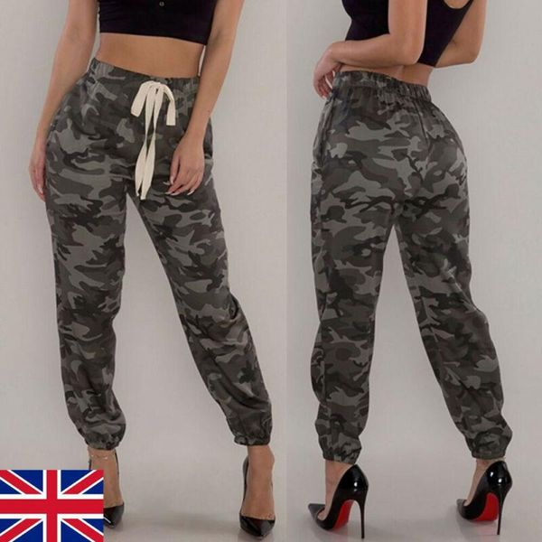 

women's pants & capris women camo cargo trousers lady casual high waist long military army combat camouflage pant female 2021, Black;white