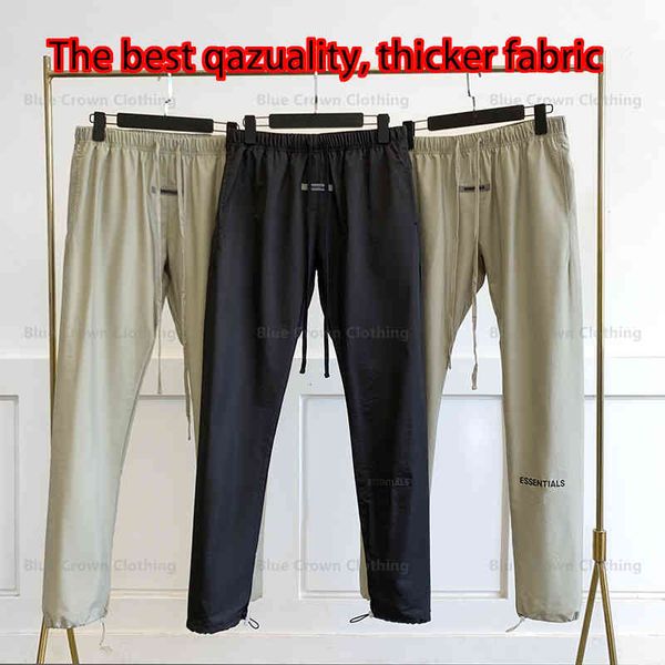 

men's pants essentials 100% 1:1 spring summer and autumn men women nylon double line letters reflective stretch drawstring th6l, Black