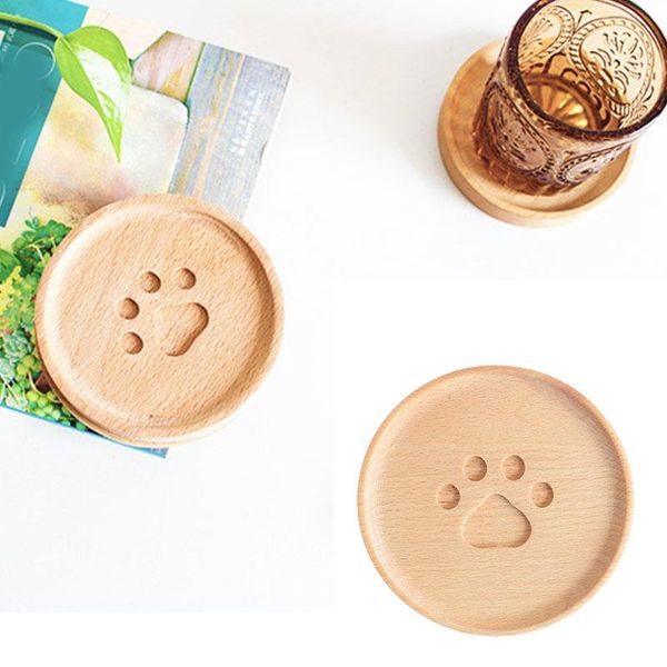 

simple cat wood drink pad lovely durable coffee cup mat tea pads dining decoration accessories soft placemats mats