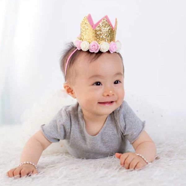 

girl outfit first 1st flower prins crown 2nd 3rd baby golden white purple blue birthday hat kids