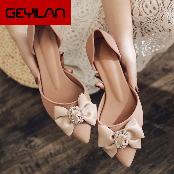 

dress shoes summer pumps elegant bowtie women's ladies women pointed toe woman thick heels female 2021 fashion crystal jelly, Black