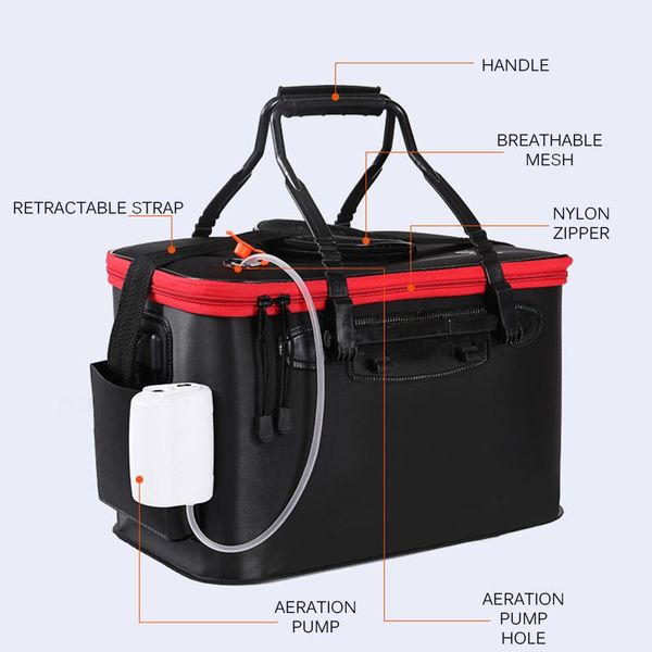 

fishing bag portable multifunction foldable bucket live fish box camping water container tackle 19/23/28/35l accessories