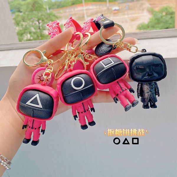 

squid game key chain pendant creative cartoon car small gift, Slivery;golden