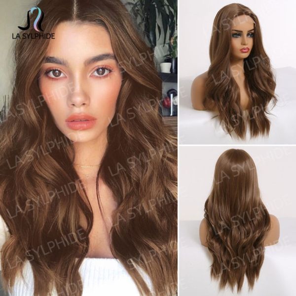 

lace wigs wig brown curly medium lengt 26 inch for women girls, Black;brown