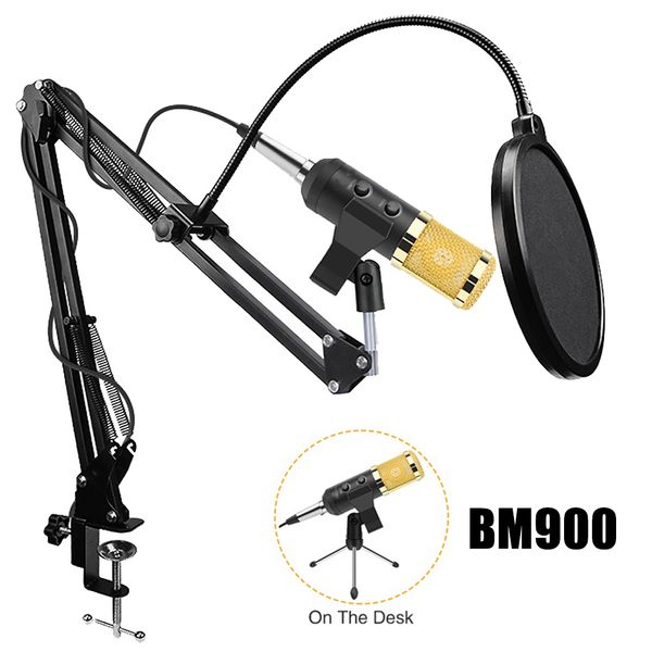 Profesyonel BM900 Kondenser Mikrofon USB Kablolu Kayıt Mikrofon Bilgisayar Karaoke KTV standı tutucu ile