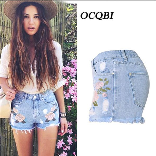 

women's jeans plus size streetwear high waist distressed short tassel for women skinny boyfriend denim, Blue
