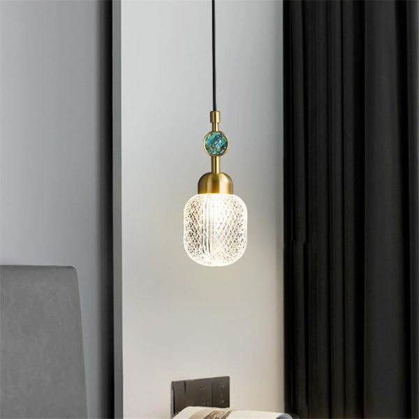 

modern luxury glass bedside pendant lamps bedroom long-line hanging lamp living room corridor aisle art decor lighting