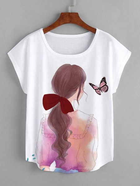

figure and butterfly print tee d8qy#, White