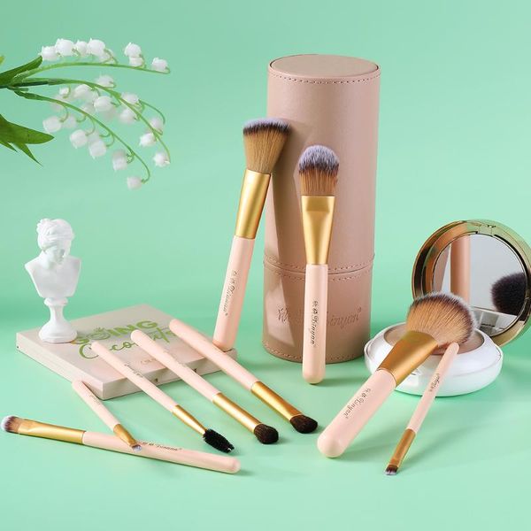 

makeup brushes banfi creamy-white set wool fiber concealer cosmetic pincel blush eyeshadow blending brush tools