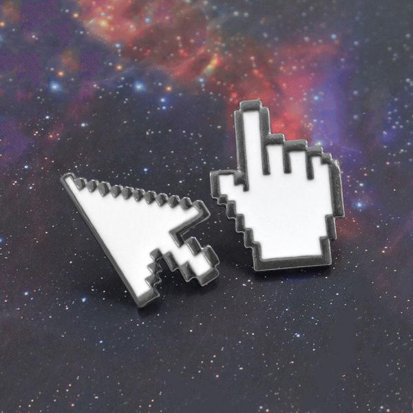 

pins, brooches cartoon brooch creative pointing sign direction finger backpack badge jacket collar pin fun cute 2021, Gray