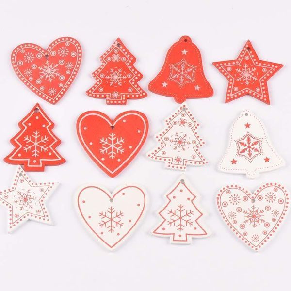 

christmas decorations 10pcs+1m rope tree ornament wooden hanging pendants for home m25071
