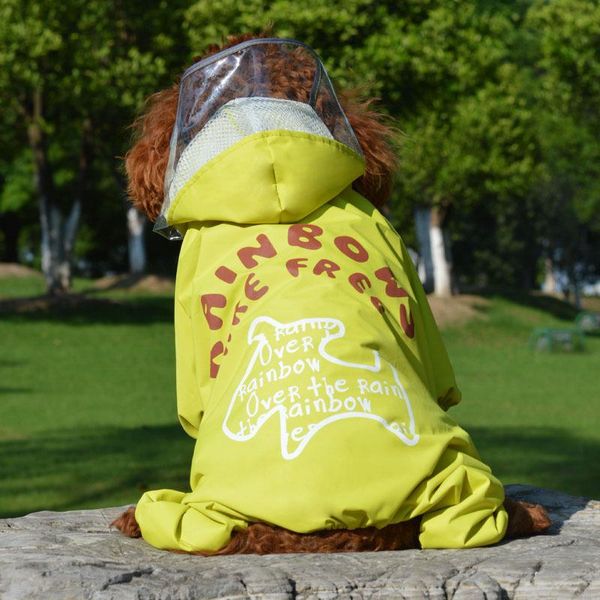 

dog apparel pet raincoat teddy vip than bear golden retriever puppies transparent hat poncho puppy four feet waterproof