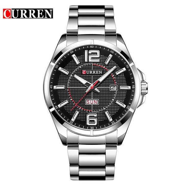 

wristwatches curren brand mens watches luxury sport quartz 30m waterproof watch men stainless steel band auto date relojes 8271, Slivery;brown