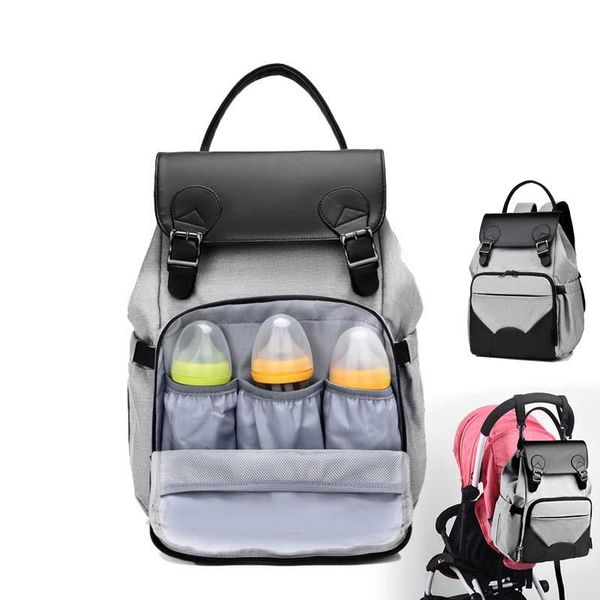 

ba ma pu leather baby nappy diaper bag backpack+changing pad+stroller straps+insulation bag+cosmetic bags