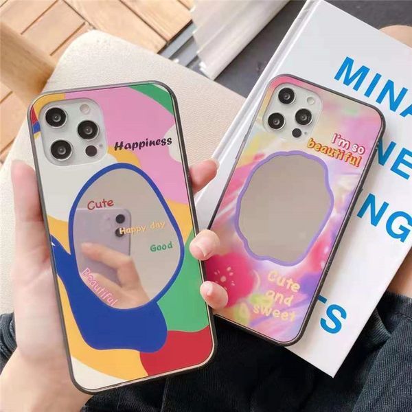 

color p frame phone cases with glass mirror for iphone 12 11 pro promax x xs xsmax 7 8 plus