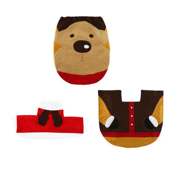 

toilet seat covers 3 pcs cover and rug set christmas elk theme bathroom mat household lid funny