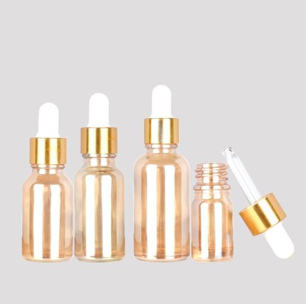 

storage bottles & jars 2021 30ml 50ml amber gold glass essential oil dropper bottles, water portable essence empty and