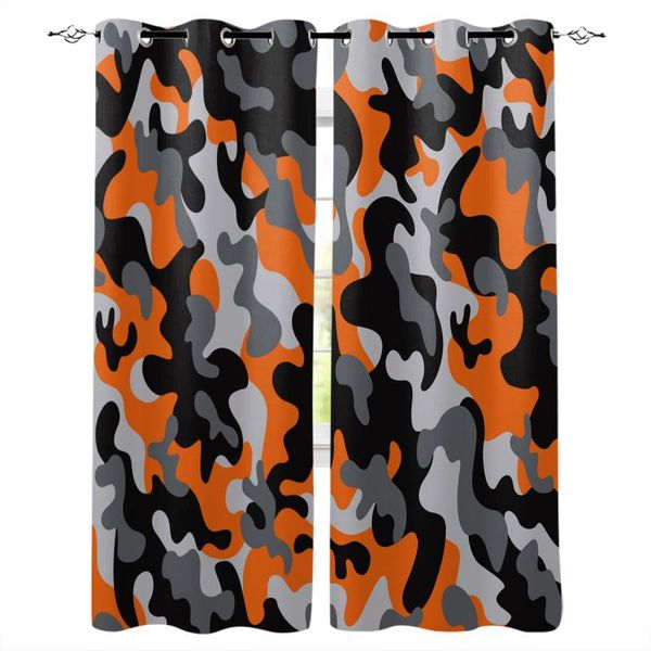 

camouflage gray orange blackout curtain for kids room bedroom cartoon window children cortinas & drapes