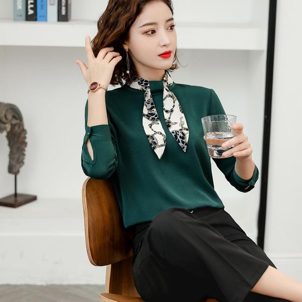 

autumn women bow casual green shirts full sleeve s-4xl for girl, Black