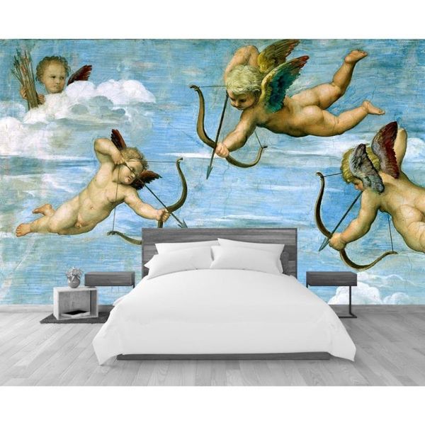 

wallpapers angel oil painting wall paper home el decor mural living room bedroom papel de parede self adhesive /silk wallpaper