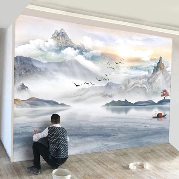 

custom size mural self adhesive wallpaper artistic ink landscape marble wall living room tv sofa bedroom home decor waterproof wallpapers