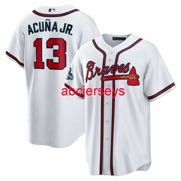 

men women kids ronald acuña jr. white 2021 world series champions jersey embroidery baseball jerseys xs-5xl 6xl, Black