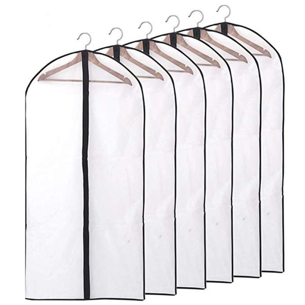 Armazenamento de guarda -roupa de roupas 6pcs/conjunto capas transparentes de traje vestuário jaqueta de jaqueta de vestido casaco protetor à prova de pó Bag de deslocamento de pó cov pó cov