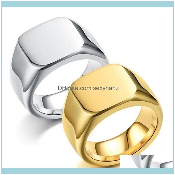 

cluster jewelrymilangirl rings for men biker style width signet square finger fashion brand jewelry birthday drop delivery 2021 0p8eq, Golden;silver