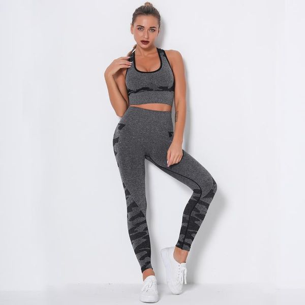 

women's sportswear yoga set workout clothes athletic wear sports gym legging seamless fitness bra crop long sleeve suit outfit