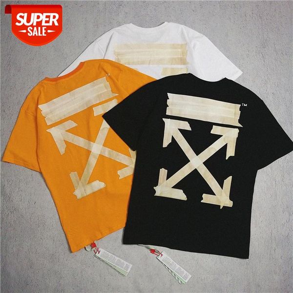 

summer stamping embossed rubber strip printing short-sleeved t-shirt ow #pn6m, White;black