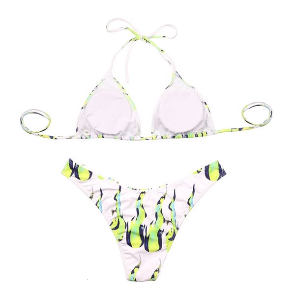 

printed triangle women's swimsuit, White;black
