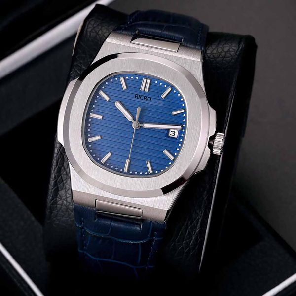 

men's watch, master design, leather strap, luxurious appearance, automatic calendar, mechanical movement, sapphire crystal mirror, stai, Slivery;brown
