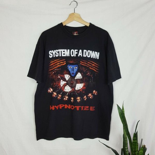 

men's t-shirts vintage system of a down t-shirt double side hypnotize 2005 soad, White;black