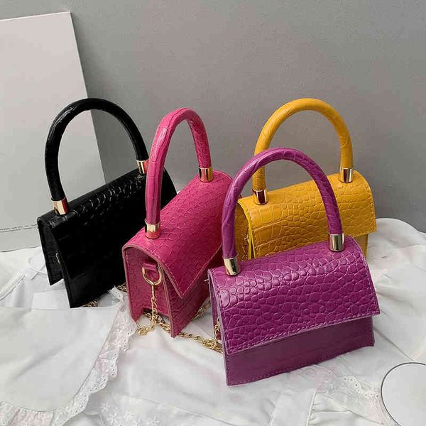 

mini small square bag 2021 new fashion quality pu leather women's handbag alligator chain shoulder messenger bags totes
