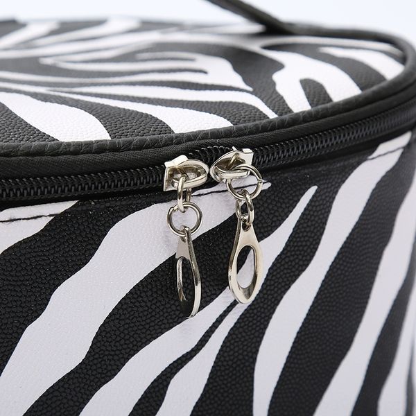 

eb5 leopard makeup large capacity pu stripe travel cosmetic handbag wash storage s lazy man portable storage handbag