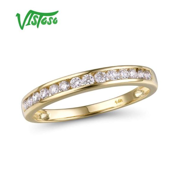 

cluster rings vistoso gold ring for women genuine 14k 585 yellow sparkling diamond promise engagement anniversary fine jewelry, Golden;silver