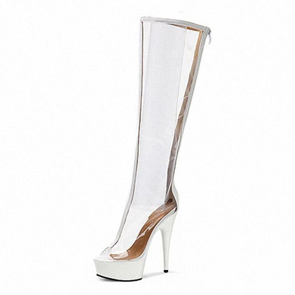 

sandals mclubgirl 13cm heels fashion transparent high boots super heel crystal nightclub show women's shoes lyp, Black