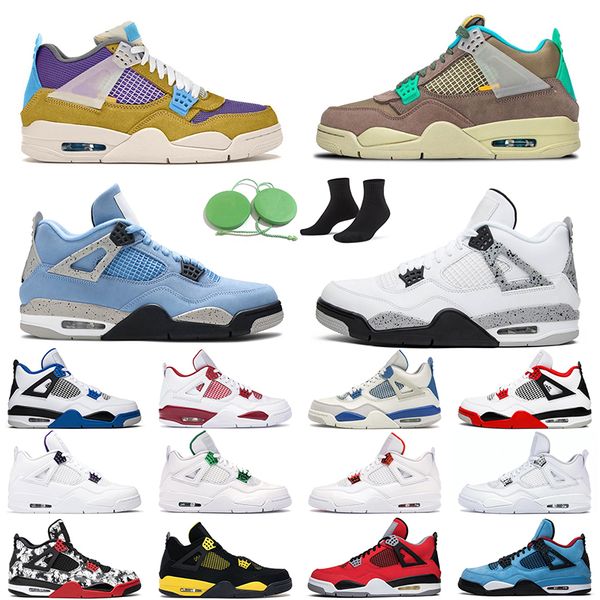 

4 white cement men women basketball shoes 4s university blue black cat oreo sail outdoor mens trainer