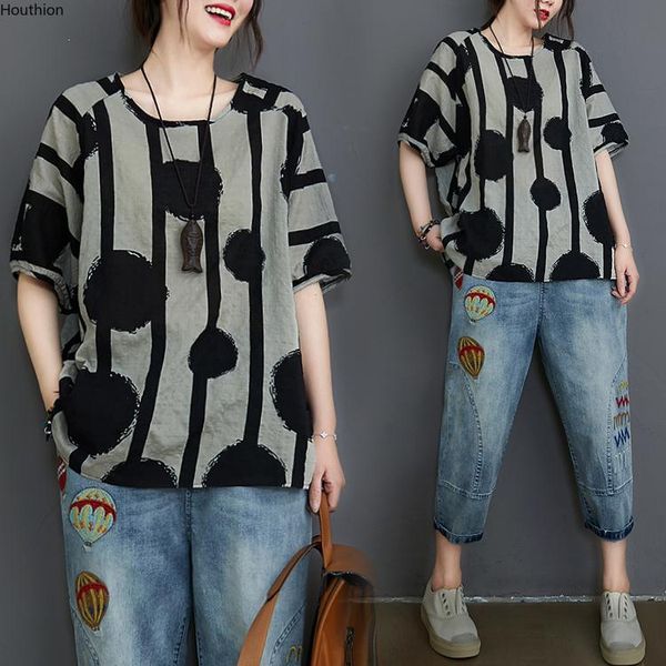 

women's t-shirt short-sleeved women fashion plus size loose cotton t shirt summer printing o-neck korean t-shirts houthion, White